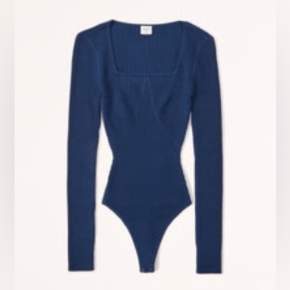 Abercrombie & Fitch Blue Ribbed Long Sleeve Bodysuit